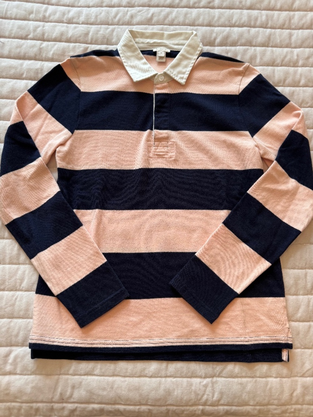 J.Crew Factory Rugby Shirt Size Medium Pink and Navy